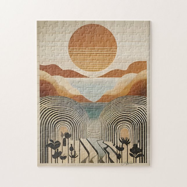 Puzzle Moderna Art Spring Valley Lake Sunset (Vertical)