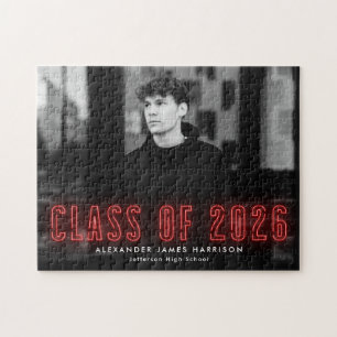 Puzzle Moderna clase de Neón Rojo de 2025 Graduación foto