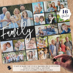 Puzzle Moderna FAMILIA Script 16 Collage de fotos tu colo<br><div class="desc">Cree un rompecabezas de memoria fotográfica con el título FAMILIA en una tipografía de escritura moderna y personalizado con el nombre de su familia en su elección de texto y colores de fondo (mostrado en blanco sobre negro). Esta plantilla de collage de fotos fácil de cargar tiene 16 imágenes en...</div>