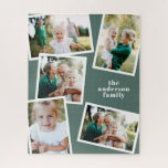 Puzzle Moderna y elegante foto familiar sage verde<br><div class="desc">Moderna y elegante foto de regalo de casa familiar,  aniversario ideal,  cumpleaños,  Día de la Madre,  día del padre,  nueva casa o regalo de Navidades. Se puede cambiar el color verde sabio.</div>