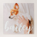 Puzzle Moderna y lúdica foto de Mascota de Moda simple y<br><div class="desc">Este diseño sencillo y clásico está compuesto por tipografía de la síspera y añada una foto personalizado de su mascota.</div>