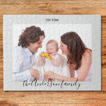 Puzzle Moderna y sencilla imagen de la familia de guiones<br><div class="desc">Este rompecabezas moderno está listo para el personalizar con tu foto familiar. Está decorado con una tipografía de escritura simple y lúdica. Personalizable fácil con el nombre y el año de su familia. Hace un regalo especial para la familia o amigos en cualquier momento.</div>