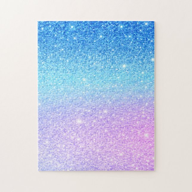 Puzzle Moderno brillo azul ombre púrpura Chic (Vertical)