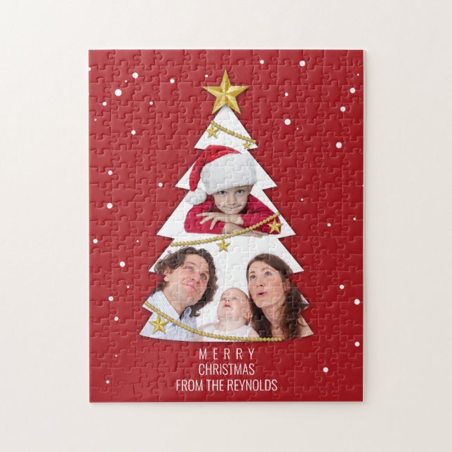 Puzzle Moderno Collage de fotos de árbol navideño merry r (Vertical)