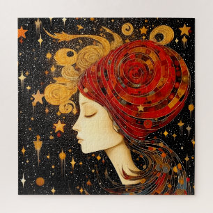 Puzzle Moderno Klimt inspiró retrato estelar nocturno