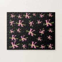 Moderno negro monogramado personalizado