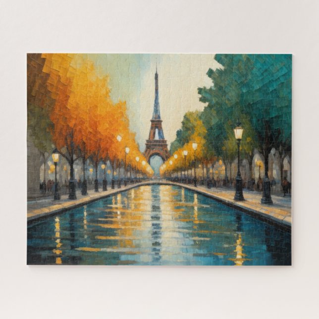 Puzzle Moderno Resumen Diseño Oro Naranja Azul Europeo (Horizontal)