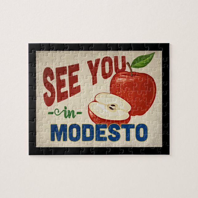 Puzzle Modesto California Apple - Viajes de época (Horizontal)