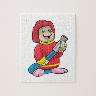 Puzzle Mole como bombero con manguera