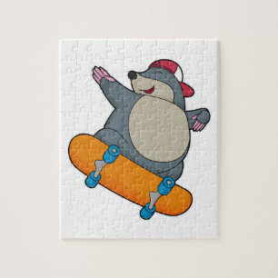 Puzzle Mole como Skater con Skateboard
