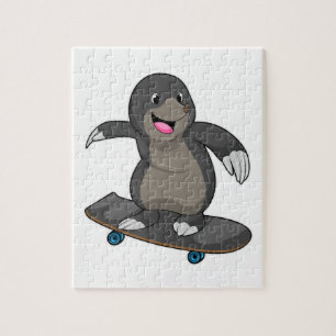 Puzzle Mole como Skater con Skateboard