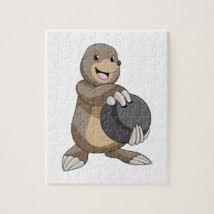 Puzzle Mole en el Bowling con bolas