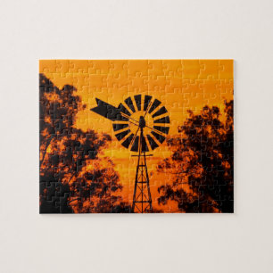 Puzzle Molino de viento al atardecer, Australia
