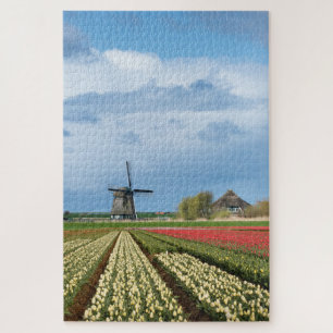 Puzzle Molino de viento con flores de tulipano vertical