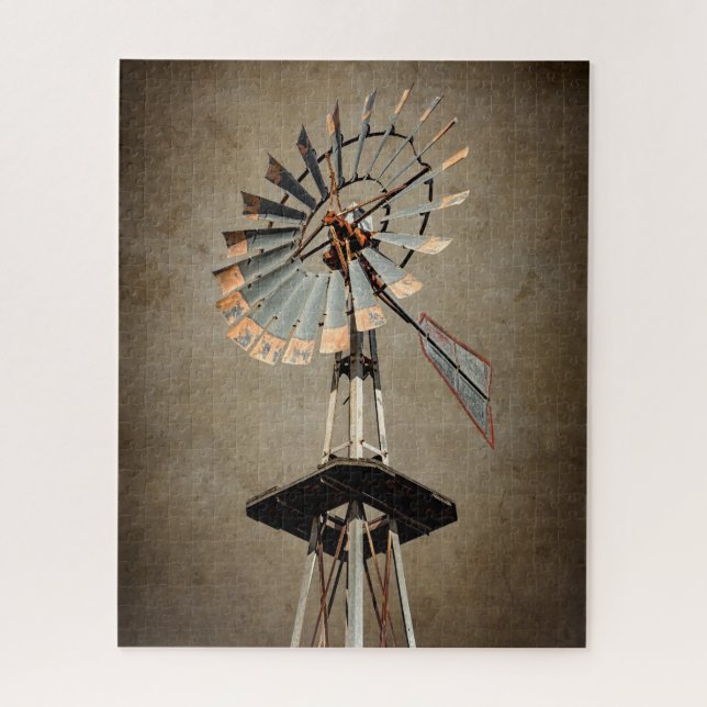 Puzzle Molino de viento de Texas sobre fondo texturizado  (Vertical)