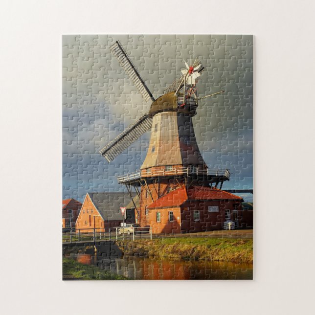 Puzzle Molino de viento Ostfriesland Holandés Grano (Vertical)