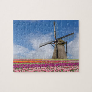 Puzzle Molino De Viento Y Tulipanes Coloridos Ámsterdam P