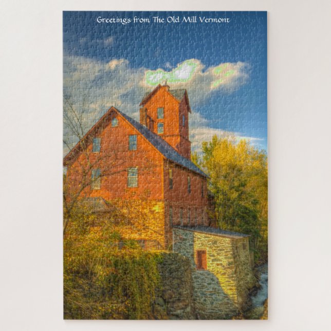 Puzzle Molino viejo en Vermont. Saludos navideños Jigsaw  (Vertical)