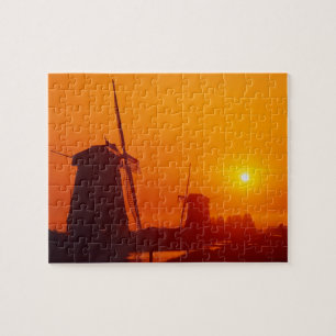 Puzzle Molinos de viento al atardecer, Schermerhorn, País