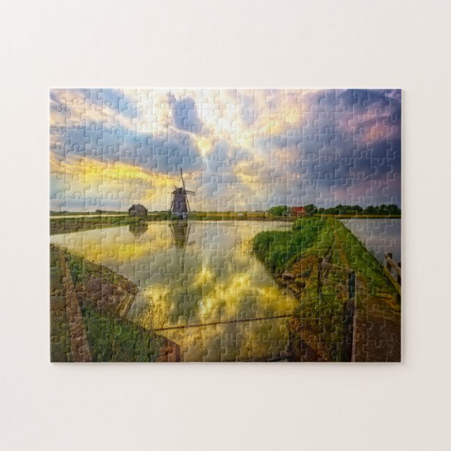 Puzzle Molinos de viento de Ámsterdam Holanda. (Horizontal)