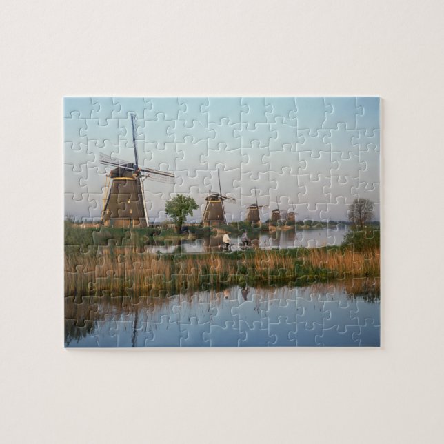 Puzzle Molinos de viento, Kinderdijk, Países Bajos (Horizontal)