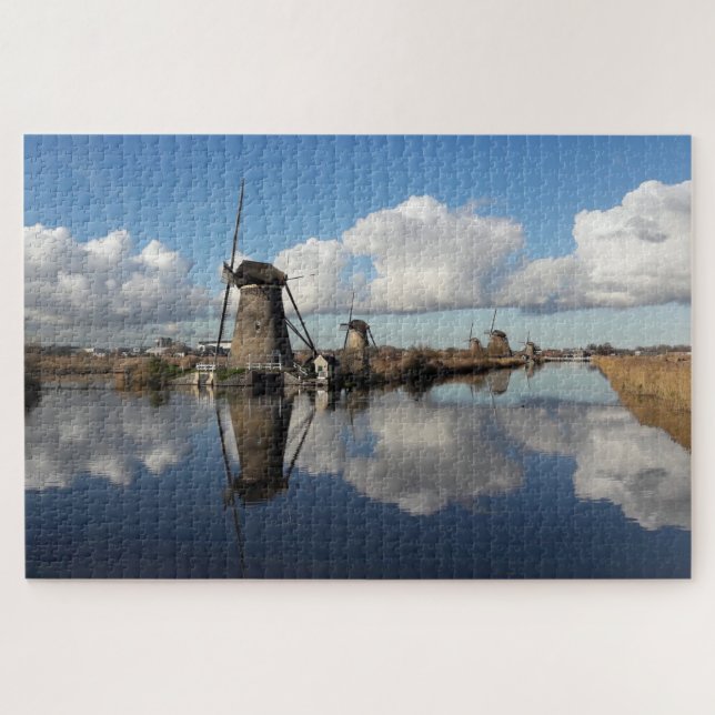 Puzzle Molinos de viento Kinderdijk Países Bajos Holanda  (Horizontal)