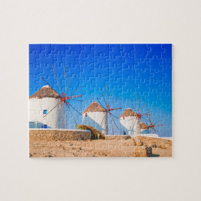 Puzzle Molinos de viento tradicionales en la isla de Myko (Horizontal)