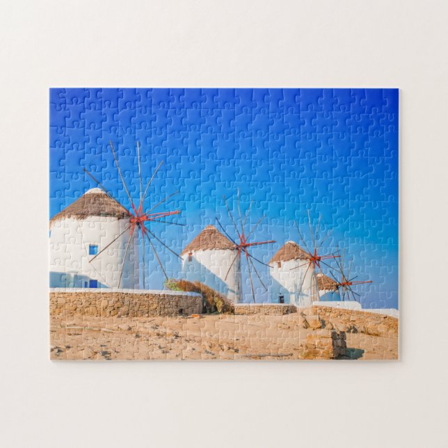Puzzle Molinos de viento tradicionales en la isla de Myko (Horizontal)
