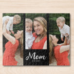 Puzzle Mom Established Modern Script 3 Photo<br><div class="desc">Black White Mom Established Script 3 Photo Elegant Modern Design. Customize it. Replace the photos with your own of your kids and change the years to the years you became a mom.</div>