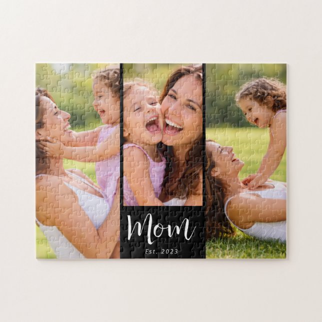 Puzzle Mom Established Modern Script 3 Photo (Horizontal)