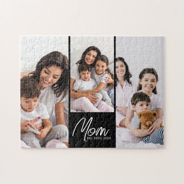 Puzzle Mom Established Modern Script Black 3 Photo (Horizontal)