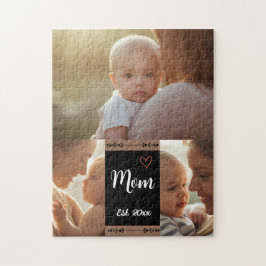 Puzzle Mom Established Modern Script Black 3 Photo Jigsaw