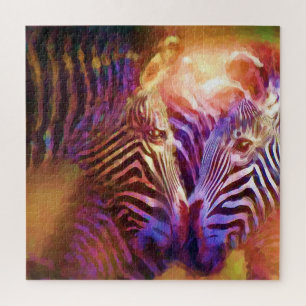 Puzzle Momento tierno de Zebra arte contemporáneo en tono