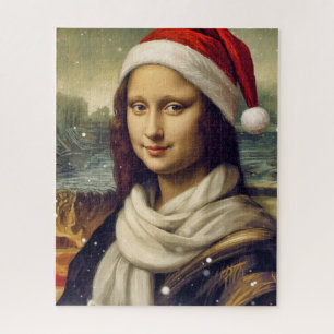 Puzzle Mona Lisa con sombrero de Santa - vibraciones fest