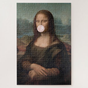 Puzzle Mona Lisa Soplando Chicle Rosa