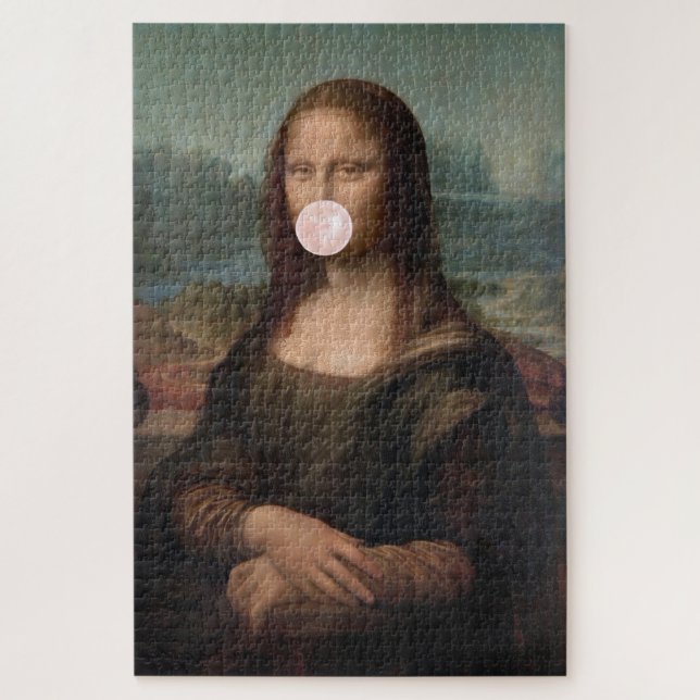 Puzzle Mona Lisa Soplando Chicle Rosa (Vertical)