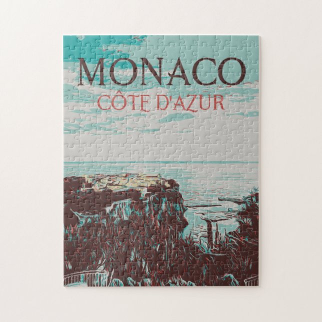 Puzzle Mónaco Costa Azul ilustracion Francia (Vertical)