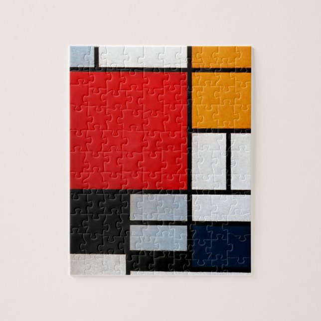 Puzzle Mondrian - Composición con el plano rojo grande (Vertical)