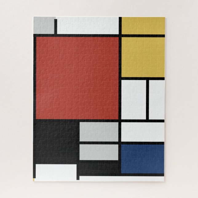 Puzzle Mondrian Pintura de Plano Rojo Amarillo Azul Gris  (Vertical)