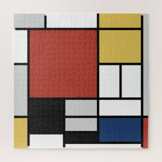 Puzzle Mondrian Pintura de Plano Rojo Amarillo Azul Gris