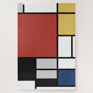 Puzzle Mondrian Pintura de Plano Rojo Amarillo Azul Gris