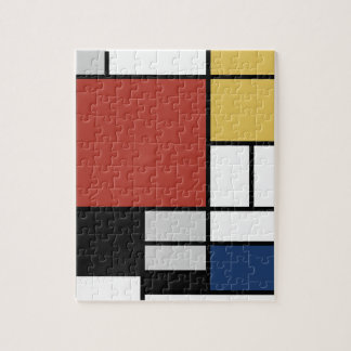 Puzzle Mondrian Pintura de Plano Rojo Amarillo Azul Gris