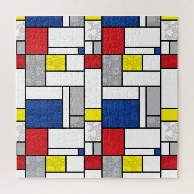 Puzzle Mondrian Retro Círculos Minimalistas De Stijl Mod  (Vertical)