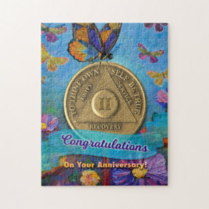 Puzzle Moneda de Aniversario de 2 Años Sobrio Mariposas F