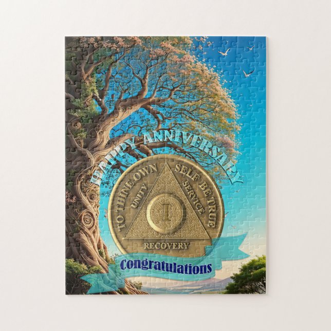 Puzzle Moneda de un año de aniversario árbol de la vida (Vertical)