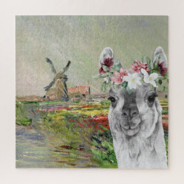 Puzzle Monet Campo Tulipanes y Llama Fantasiosa