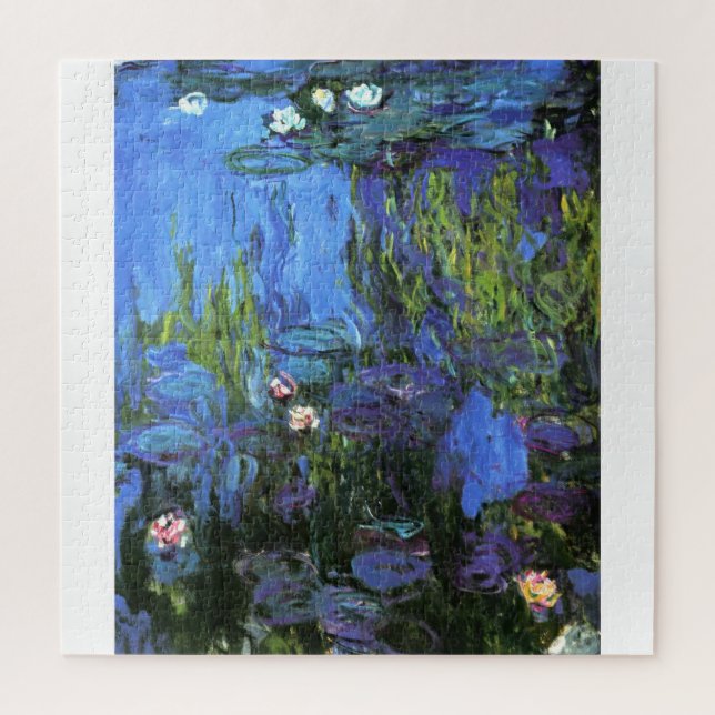 Puzzle Monet - Lilis de agua, azul índigo (Vertical)