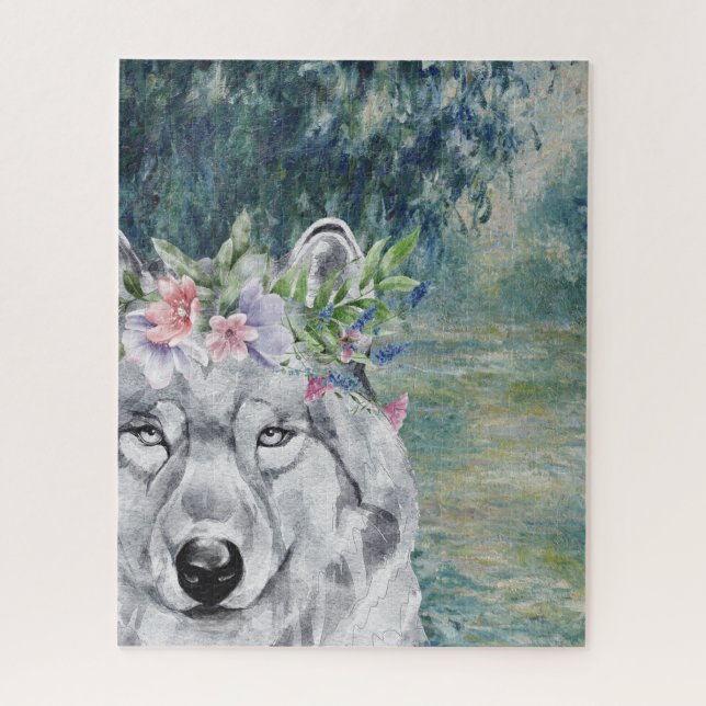 Puzzle Monet Morning Seine y Gray Wolf (Vertical)