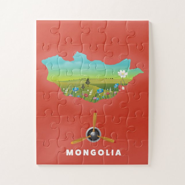 Puzzle Mongolia Ilustró a un poster de turismo. (Vertical)
