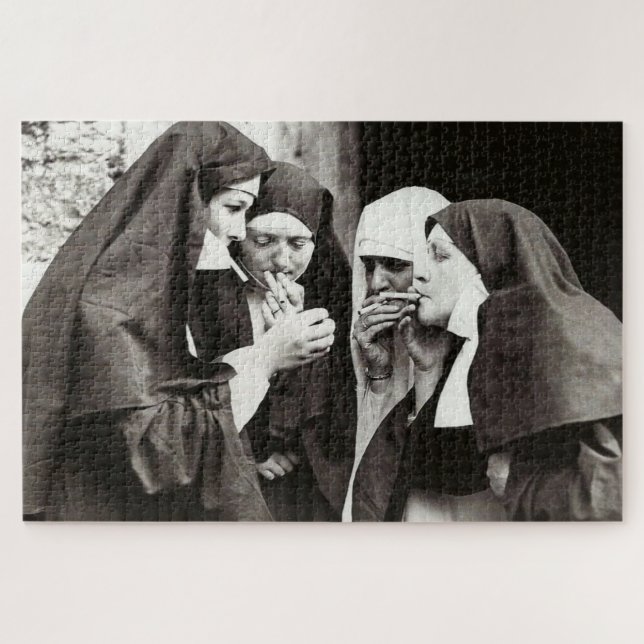 Puzzle Monjas fumando fotografía vintage    (Horizontal)